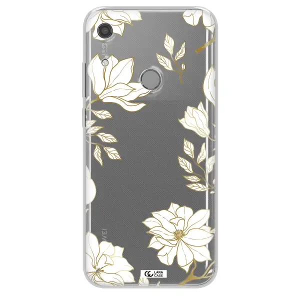 Golden And White Flower Huawei Y6S Clear TPU Case