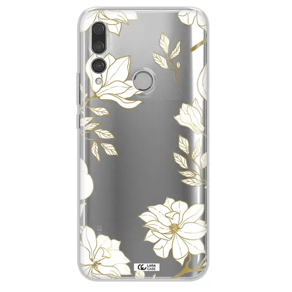 Golden And White Flower Huawei Y9 Prime 2019 Clear TPU Case