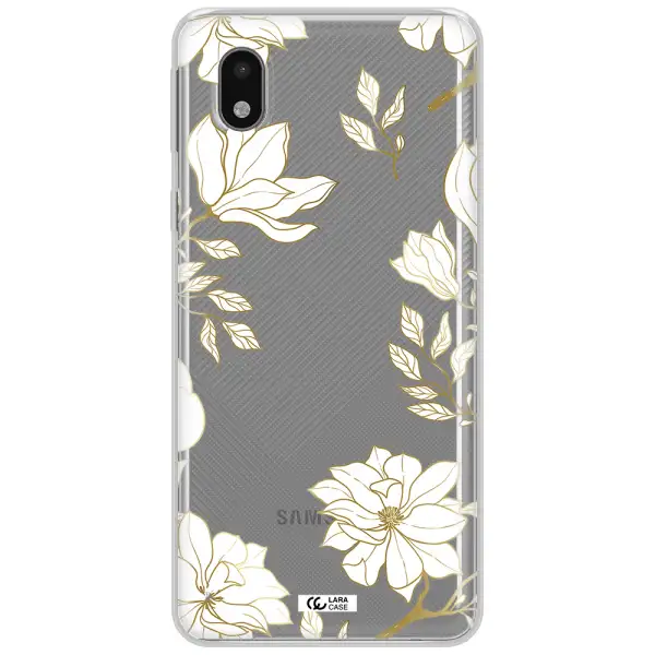 Golden And White Flower Samsung A01 Core Clear Tpu Case