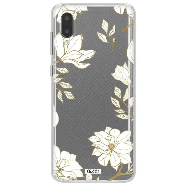 Golden And White Flower Samsung A02 Clear TPU Case