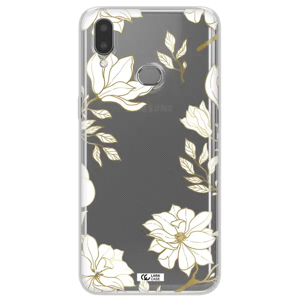 Golden And White Flower Samsung A10S Clear TPU Case