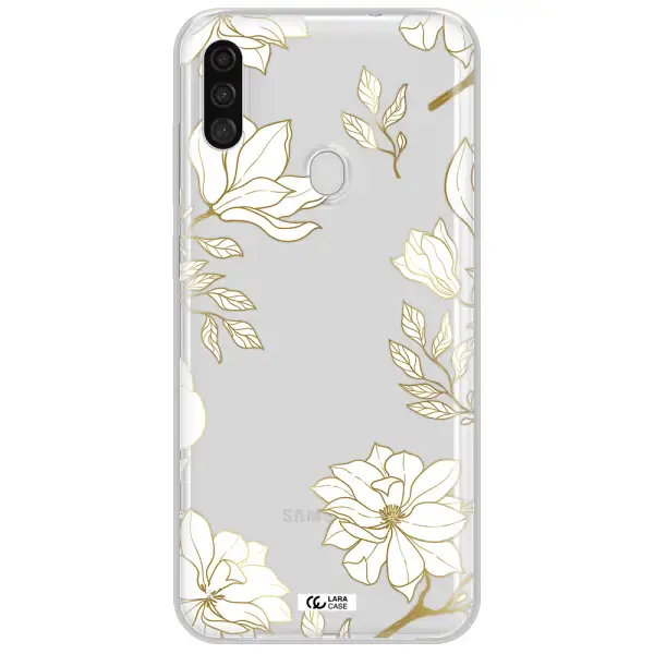 Golden And White Flower Samsung A11 Clear TPU Case