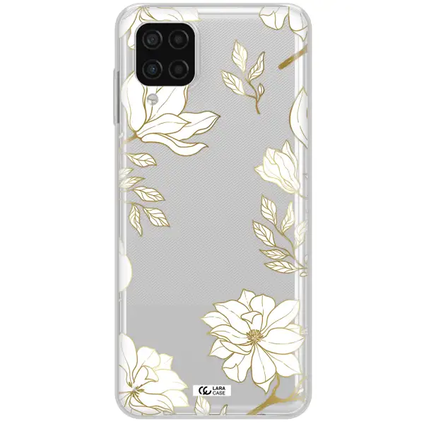 Golden And White Flower Samsung A12 4g Clear TPU Case