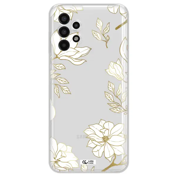 Golden And White Flower Samsung A13 4g Clear TPU Case
