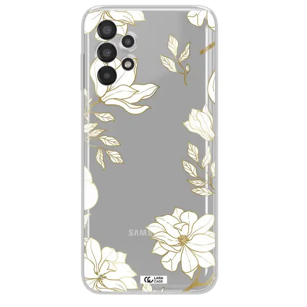 Golden And White Flower Samsung A13 Clear TPU Case