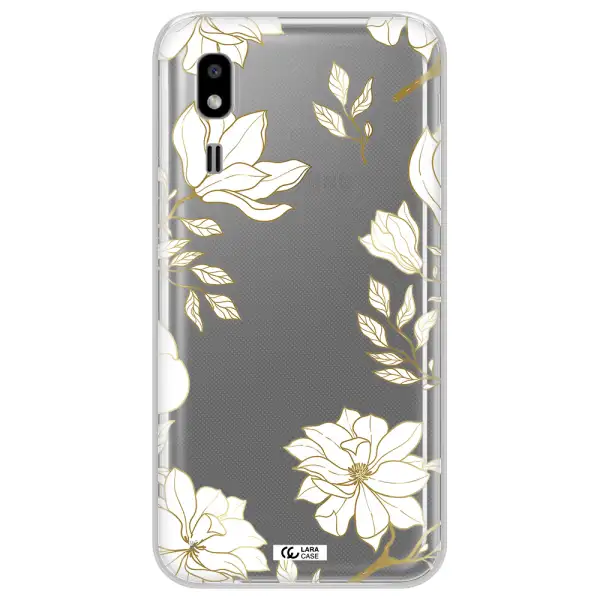 Golden And White Flower Samsung A2 Core Clear TPU Case