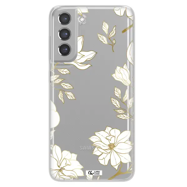 Golden And White Flower Samsung A21 Fe Clear TPU Case