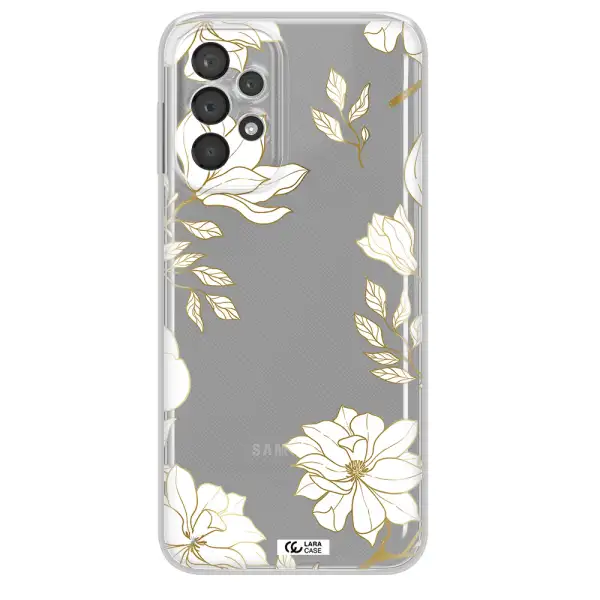 Golden And White Flower Samsung A23 5G Clear Tpu Case