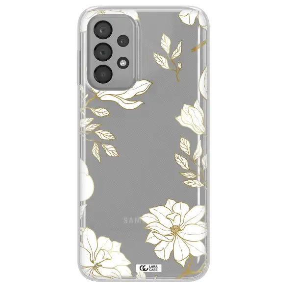 Golden And White Flower Samsung A33 Clear TPU Case