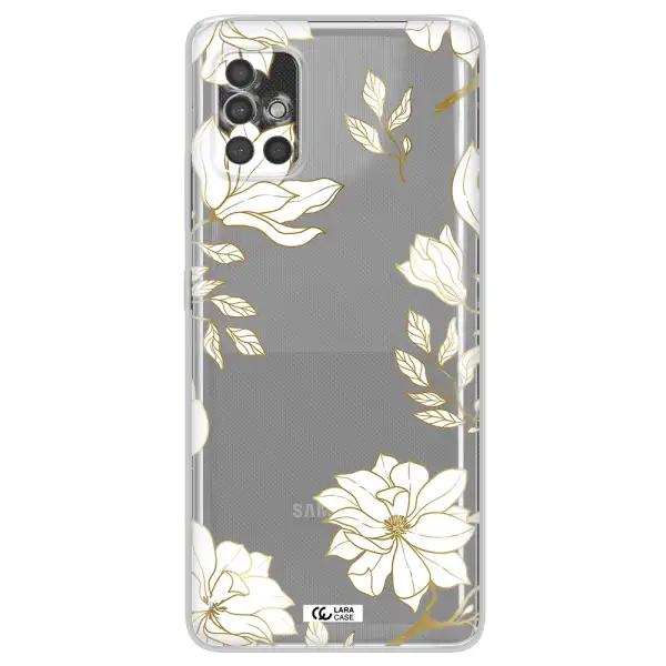 Golden And White Flower Samsung A40S Clear Tpu Case