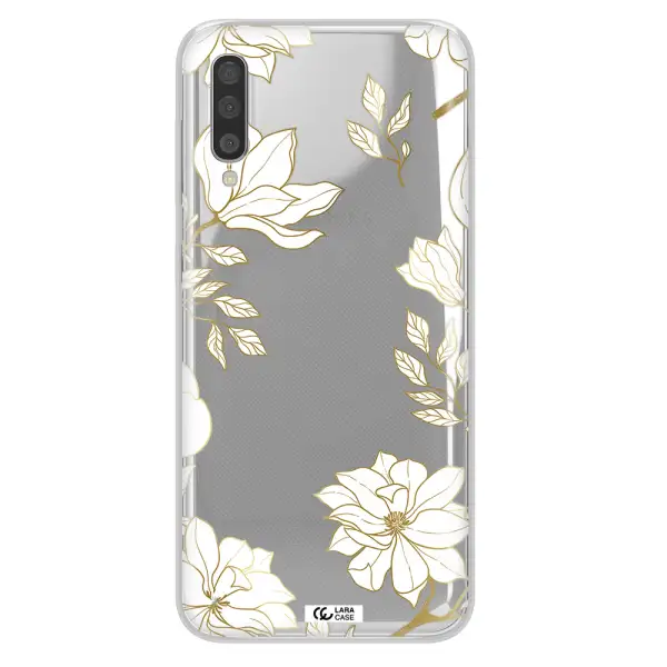 Golden And White Flower Samsung A50S Clear Tpu Case