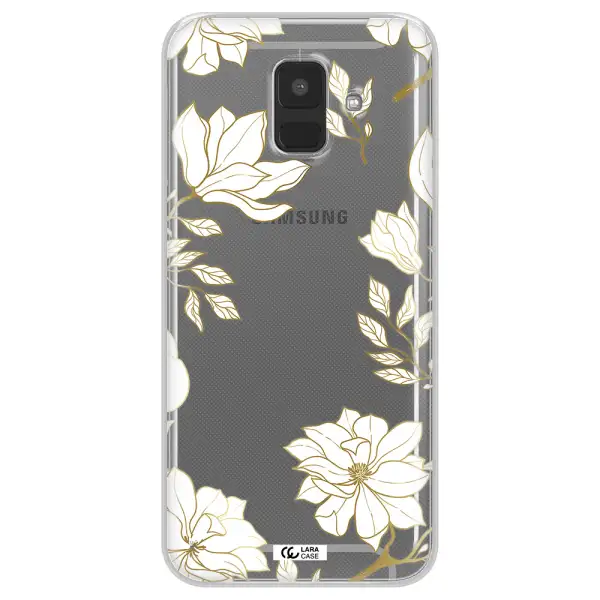 Golden And White Flower Samsung A6 Clear TPU Case