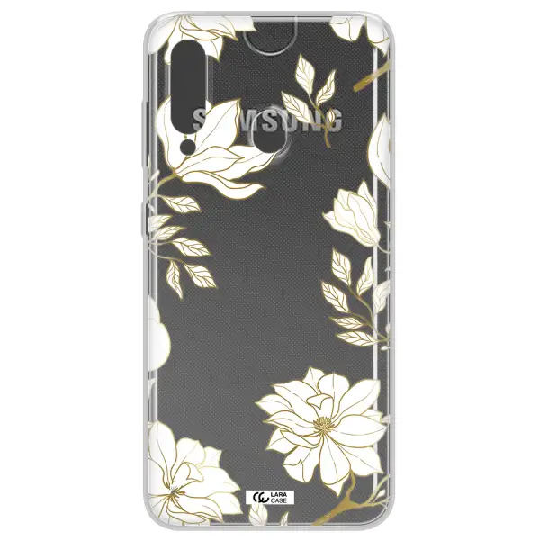Golden And White Flower Samsung A60 Clear TPU Case