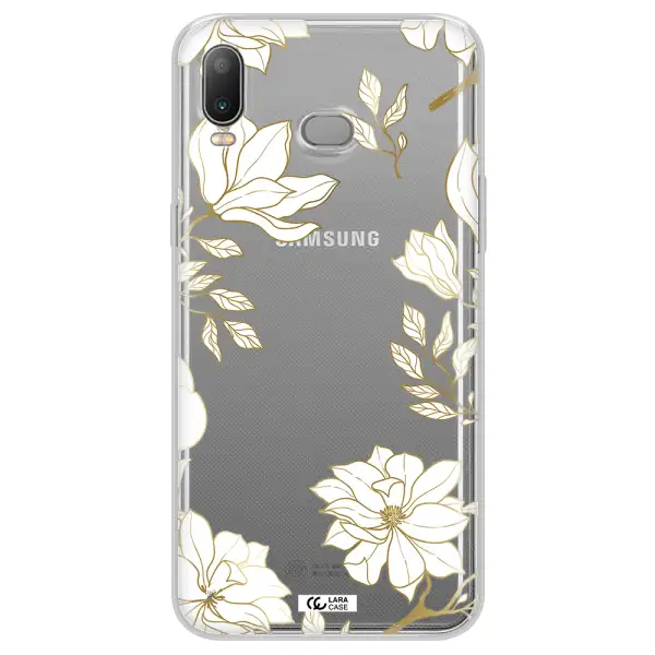 Golden And White Flower Samsung A6S Clear TPU Case