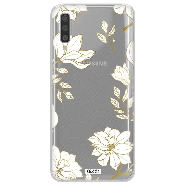 Golden And White Flower Samsung A70S Clear Tpu Case