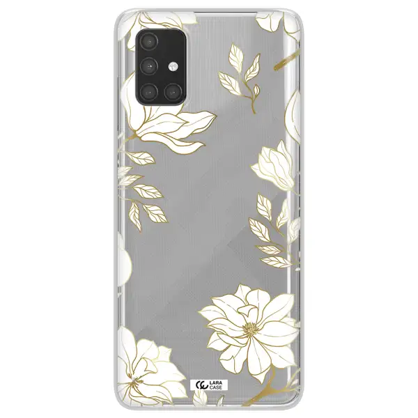 Golden And White Flower Samsung A71 Clear TPU Case