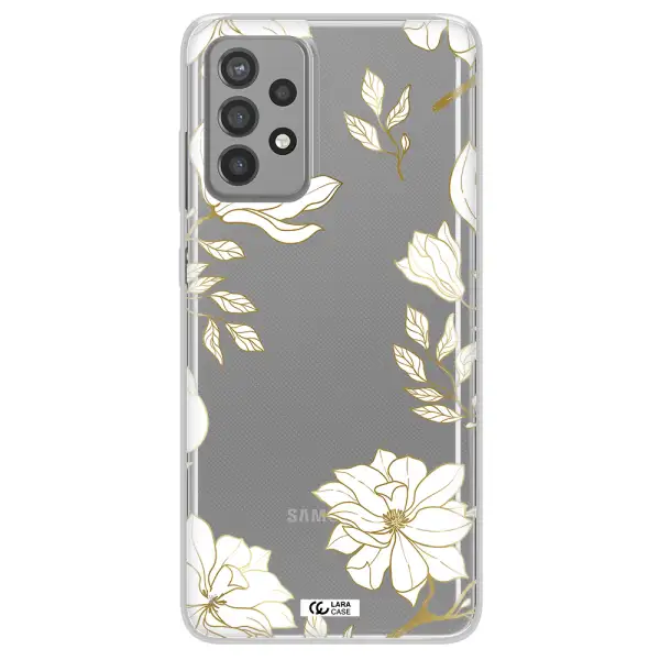 Golden And White Flower Samsung A72 Clear TPU Case