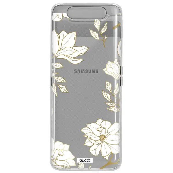 Golden And White Flower Samsung A80 Clear TPU Case