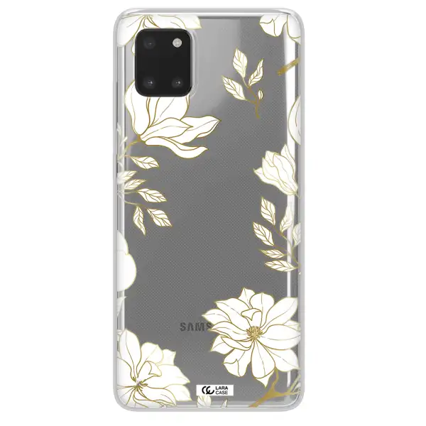 Golden And White Flower Samsung A81 Clear TPU Case