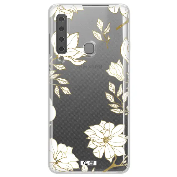 Golden And White Flower Samsung A9 2018 Clear TPU Case