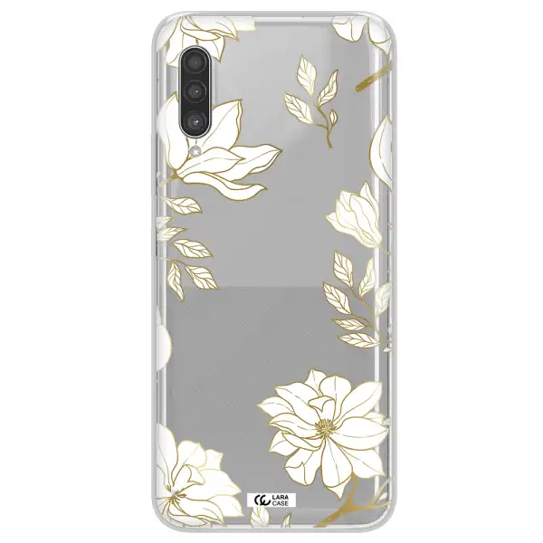 Golden And White Flower Samsung A90 Clear TPU Case