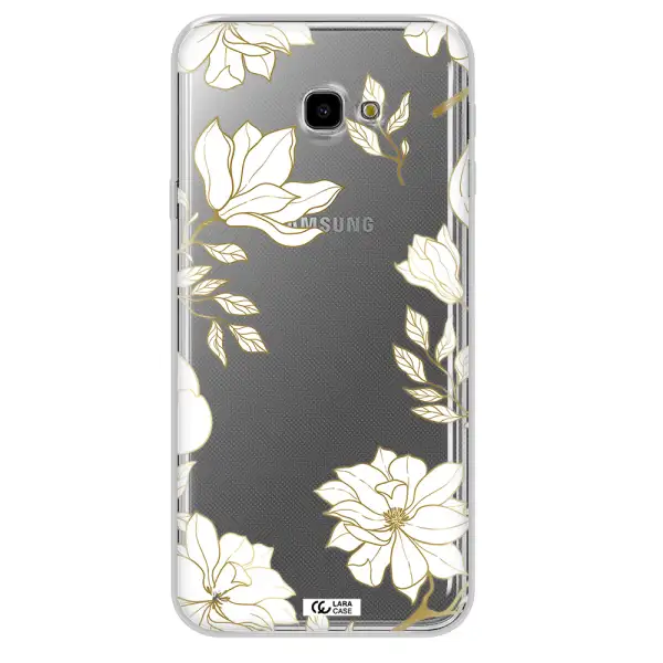 Golden And White Flower Samsung J4 Plus Clear TPU Case