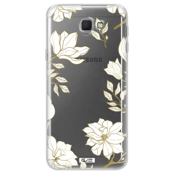 Golden And White Flower Samsung J5 Prime Clear TPU Case