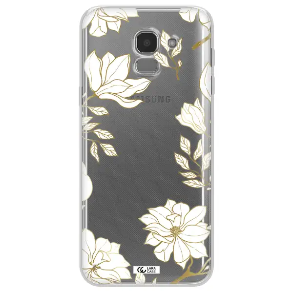 Golden And White Flower Samsung J6 Clear TPU Case