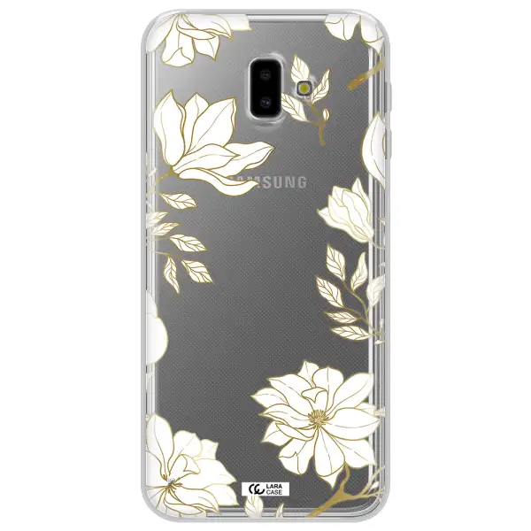Golden And White Flower Samsung J6 Plus Clear TPU Case