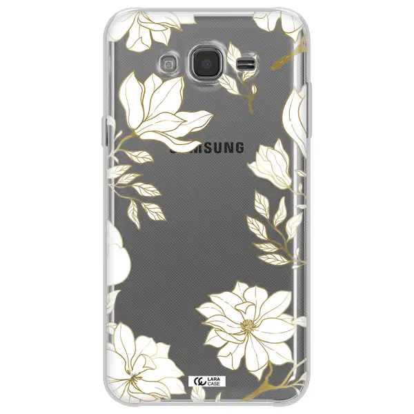 Golden And White Flower Samsung J7 2015 Clear TPU Case