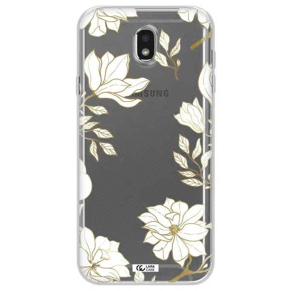 Golden And White Flower Samsung J7 Pro Clear TPU Case