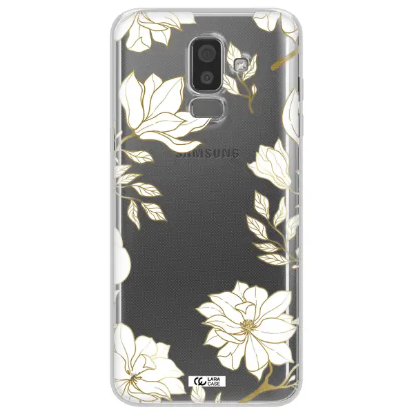 Golden And White Flower Samsung J8 Clear TPU Case