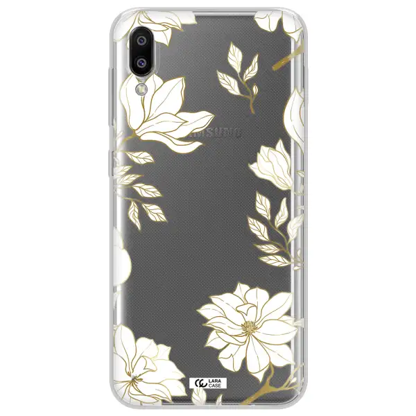 Golden And White Flower Samsung M10 Clear TPU Case