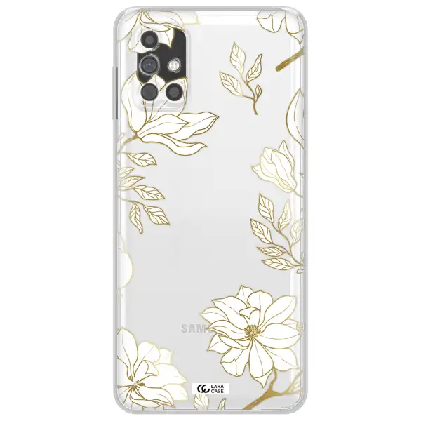Golden And White Flower Samsung M31S Clear TPU Case
