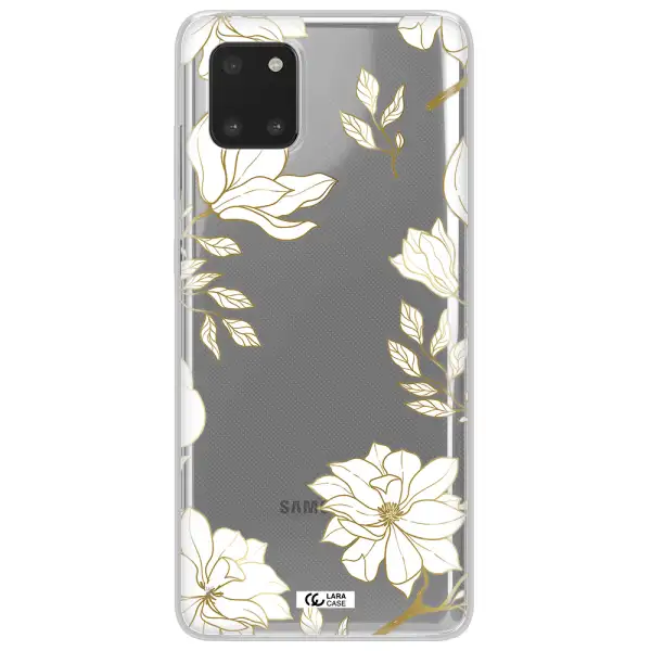 Golden And White Flower Samsung Note 10 Lite Clear TPU Case