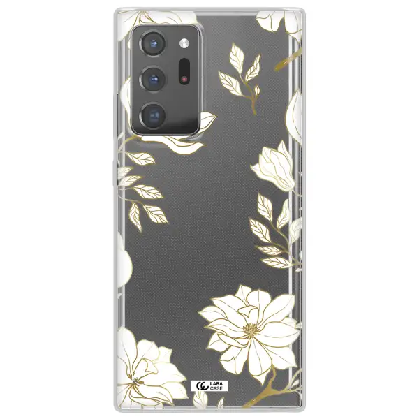 Golden And White Flower Samsung Note 20 Ultra Clear TPU Case