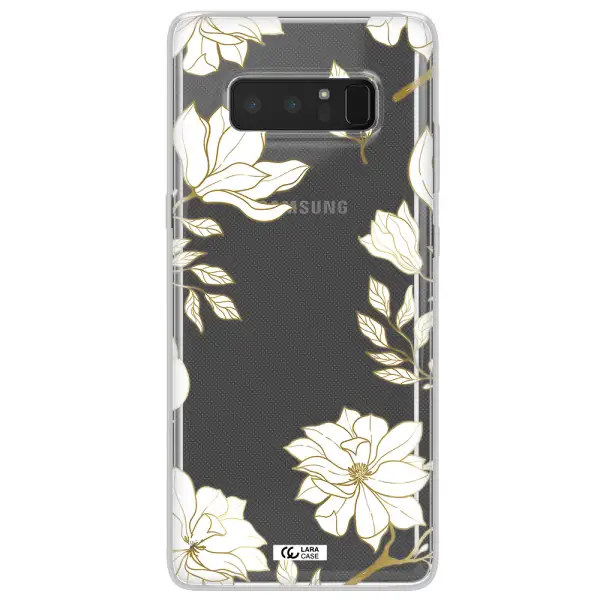 Golden And White Flower Samsung Note 8 Clear TPU Case