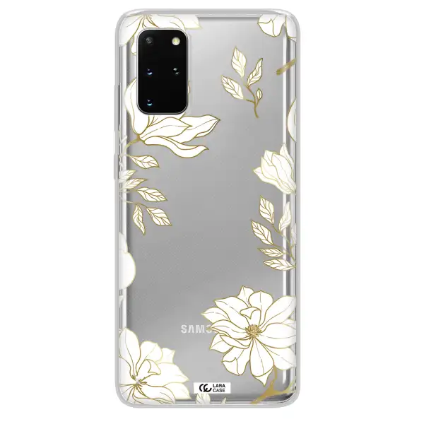 Golden And White Flower Samsung S 20 Plus Clear TPU Case