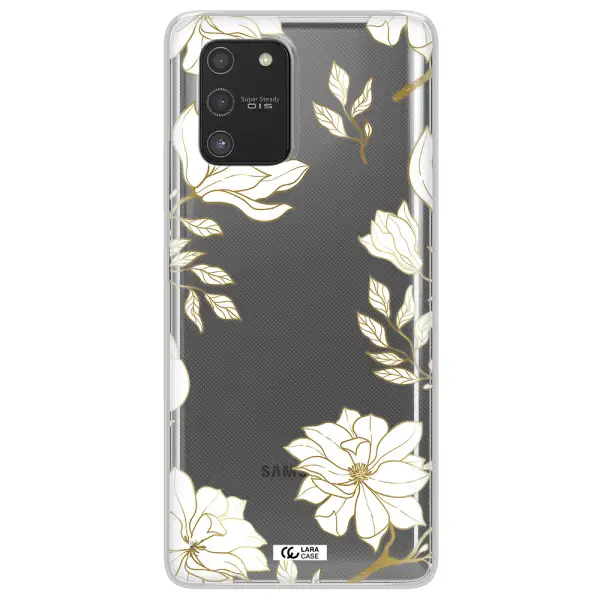 Golden And White Flower Samsung S10 Lite Clear TPU Case