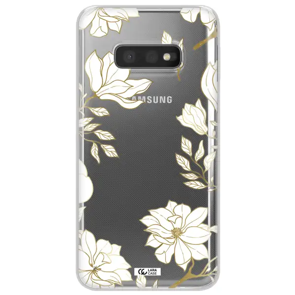 Golden And White Flower Samsung S10e Clear TPU Case