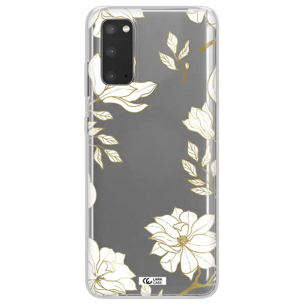 Golden And White Flower Samsung S20 Clear TPU Case