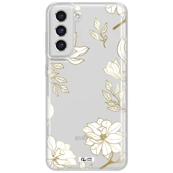 Golden And White Flower Samsung S21 Fe Clear Tpu Case
