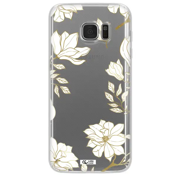 Golden And White Flower Samsung S7 Edge Clear TPU Case