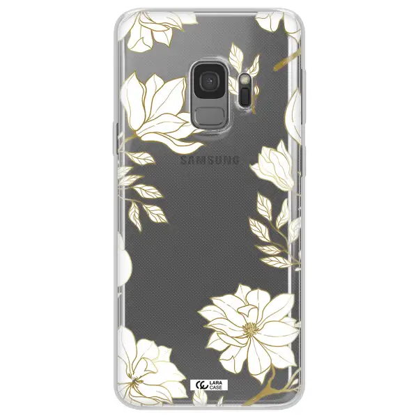 Golden And White Flower Samsung S9 Clear TPU Case