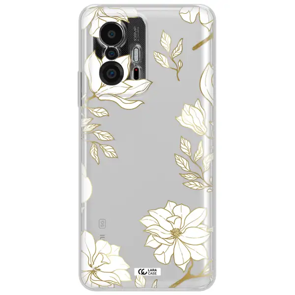 Golden And White Flower Xiaomi 11T Clear Tpu Case