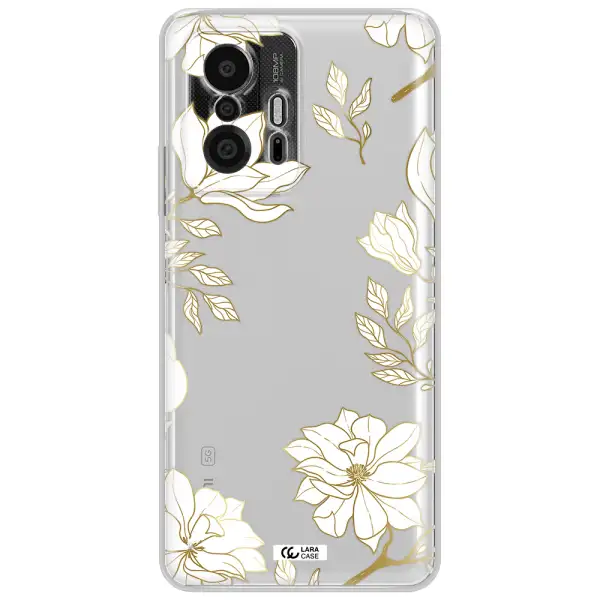Golden And White Flower Xiaomi 11T Pro Clear Tpu Case