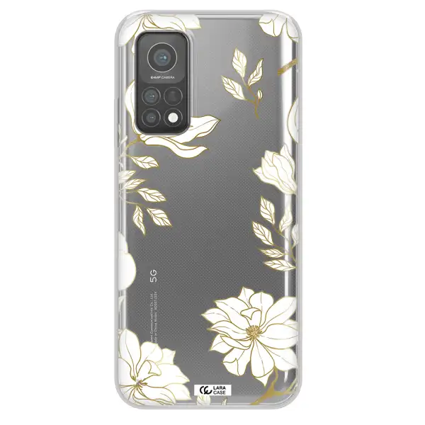 Golden And White Flower Xiaomi Mi 10 T Pro Clear TPU Case