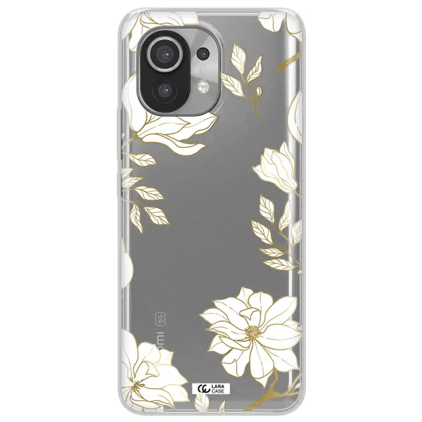 Golden And White Flower Xiaomi Mi 11 Clear TPU Case