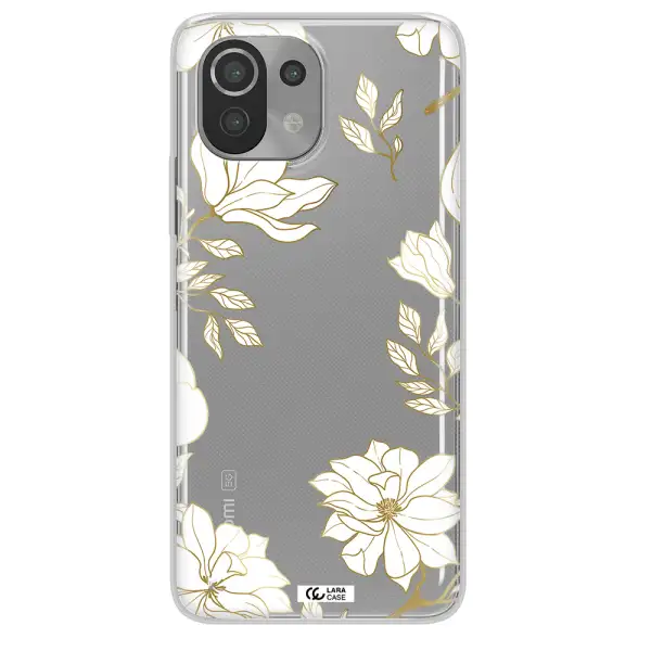 Golden And White Flower Xiaomi Mi 11 Lite Clear TPU Case