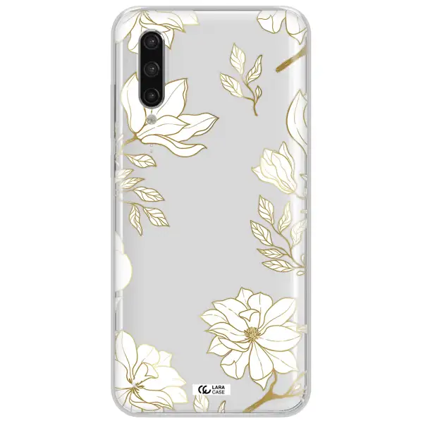 Golden And White Flower Xiaomi Mi 9 Lite Clear Tpu Case